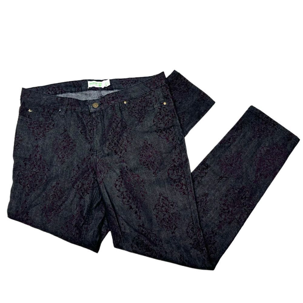 Selena Gomez Dream Out Loud Black Skinny Jeans Purple Felt Accent Pattern Punk